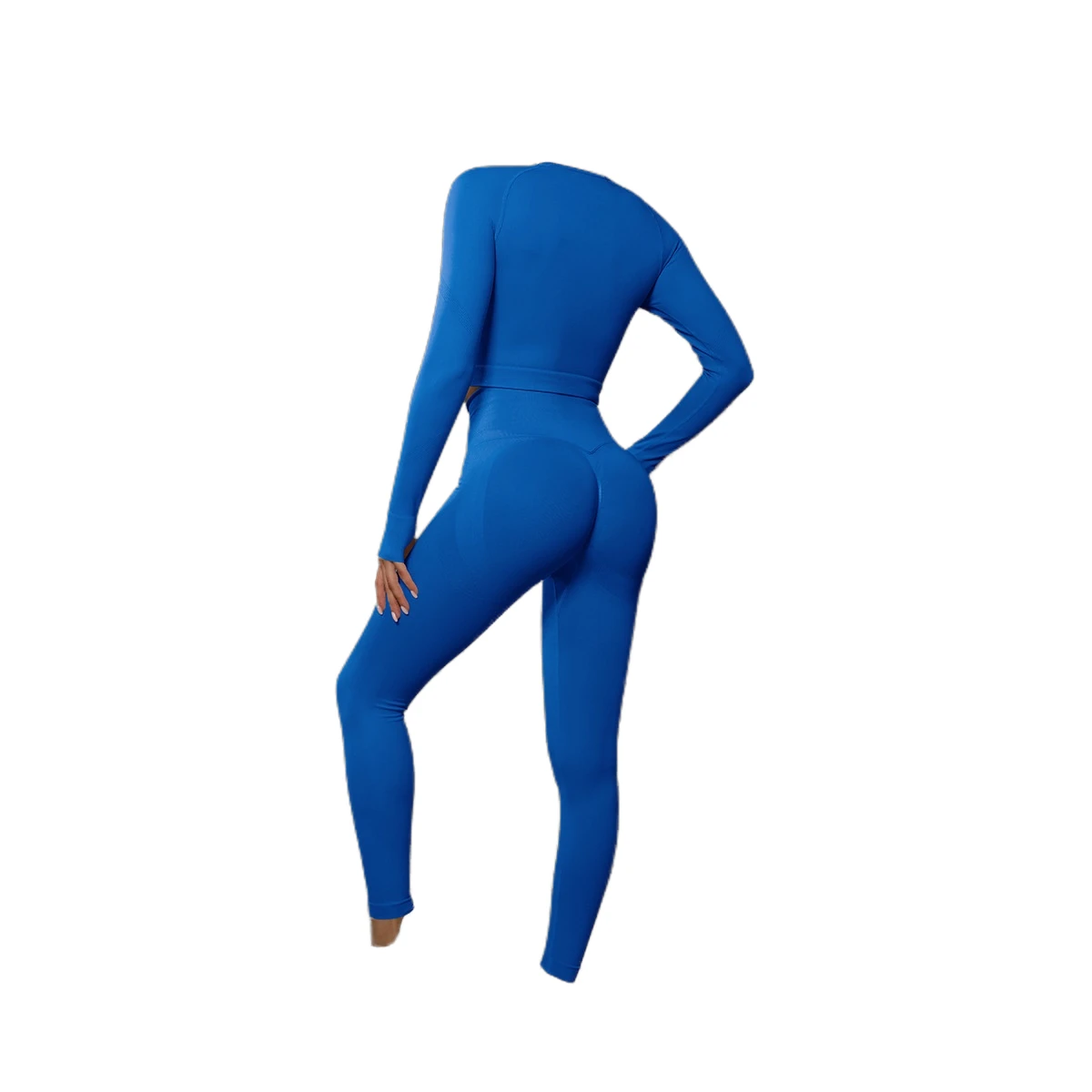 2026 Hot Selling Custom Women's Print Anti-Wrinkle Gym Fitness Sets Activewear Long Sleeve Crop Top High Waist Leggings
