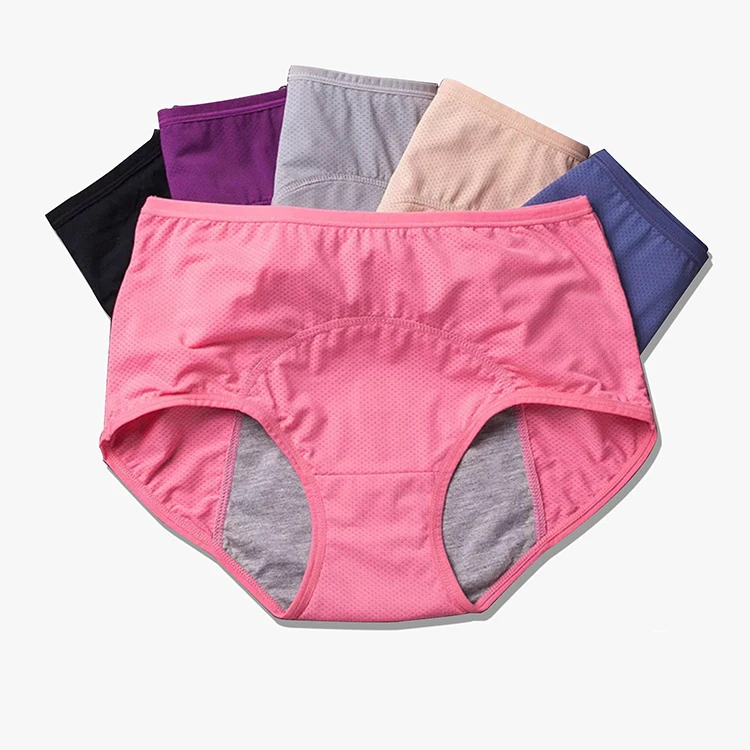 YCH Large Size Menstrual Pants Front Rear Leak-proof Mid-Rise Breathable Eco-Friendly Anti-Bacterial High Cut Plain Dyed Women's