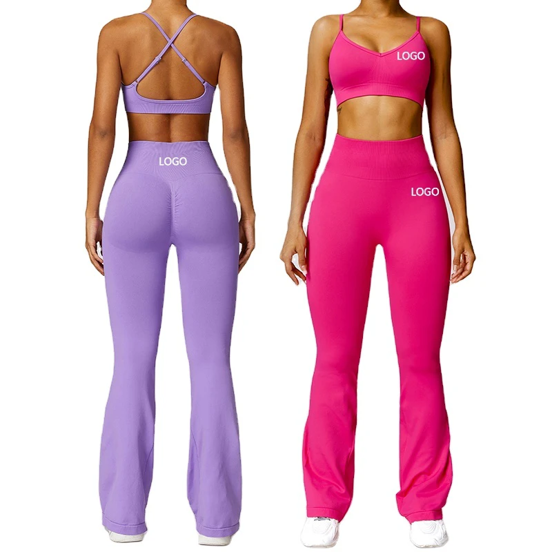 Customize Logo Fresh Breathable Bra Scrunch Breathable Quick Dry Sexy Yoga Leggings And Bra Set For Women Gir