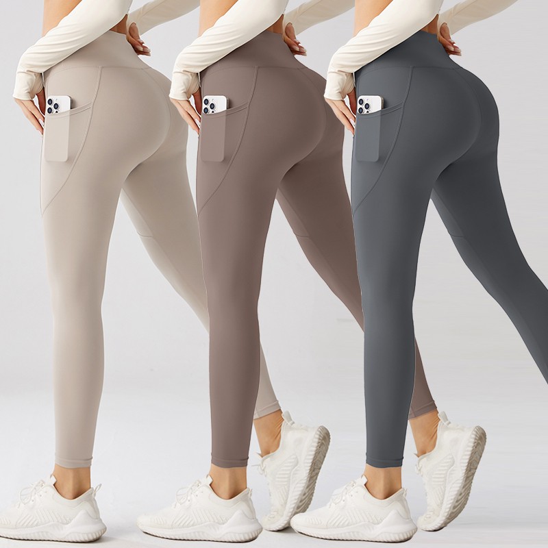 Women's Super Soft Leggings High Waisted Yoga Pants Pockets Breathable Knitted Fabric Print Yoga Leggings