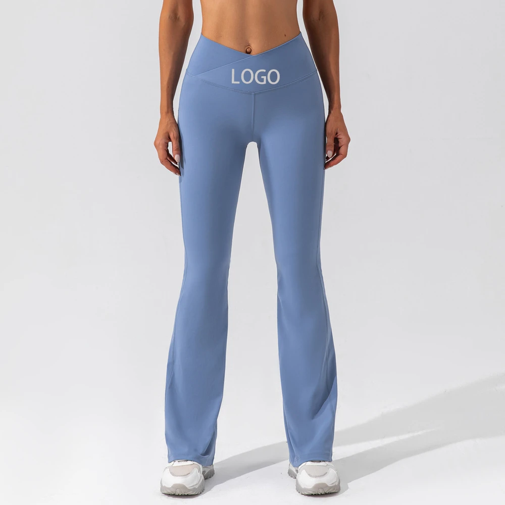 Women's High Waist Yoga Leggings Casual Flared Tight Fitness Running Quick-Drying Sportswear Quick Dry Elastic Waist Closure