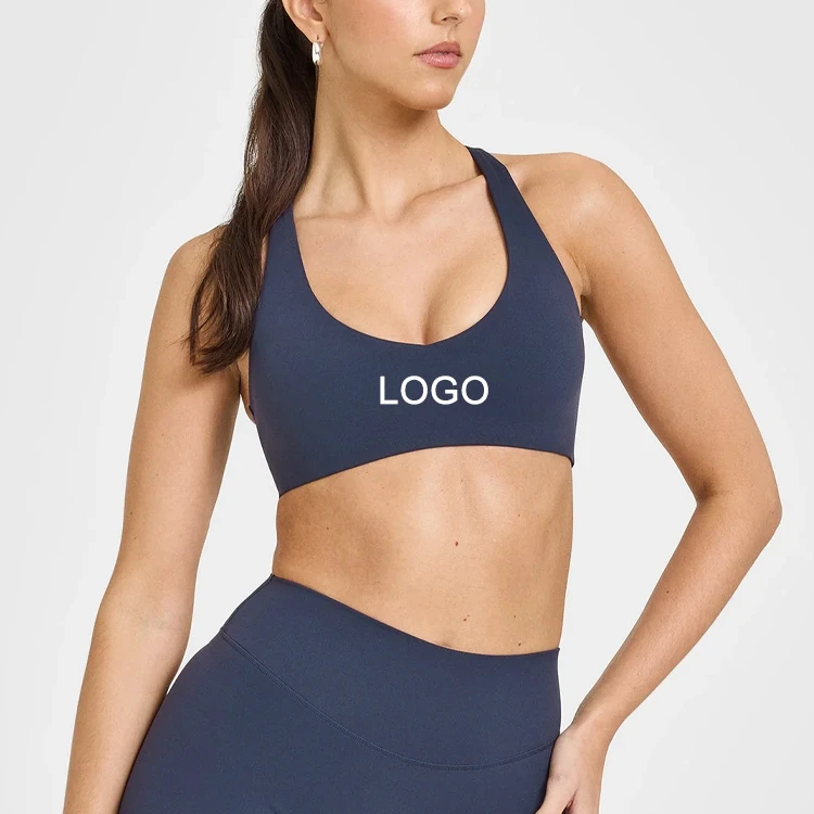 OEM Custom Logo Sweat-Wicking Super Soft Women's Sports Bra Light Support Rack Back Breathable Yoga Bra With Padding