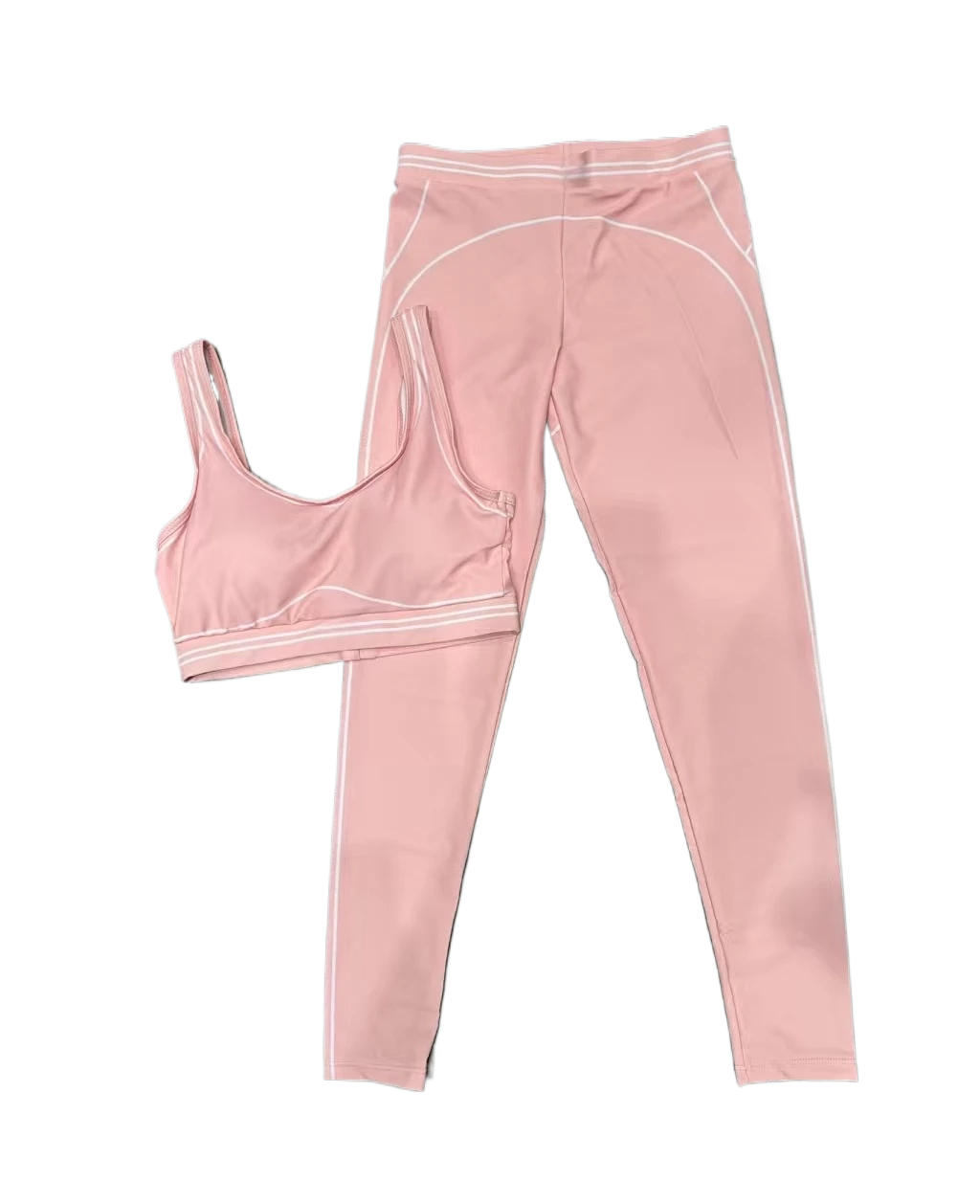 Women's 2-Piece Contrast Color Yoga Set Breathable Front Anti-Wrinkle Spandex/Cotton Fabric High Waist Design Exercise
