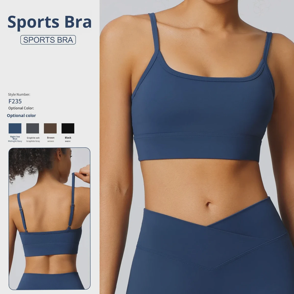 Shockproof High Support Women's Sports Bra with Adjustable Straps Spandex/Nylon Material Solid Pattern for Running Fitness Yoga