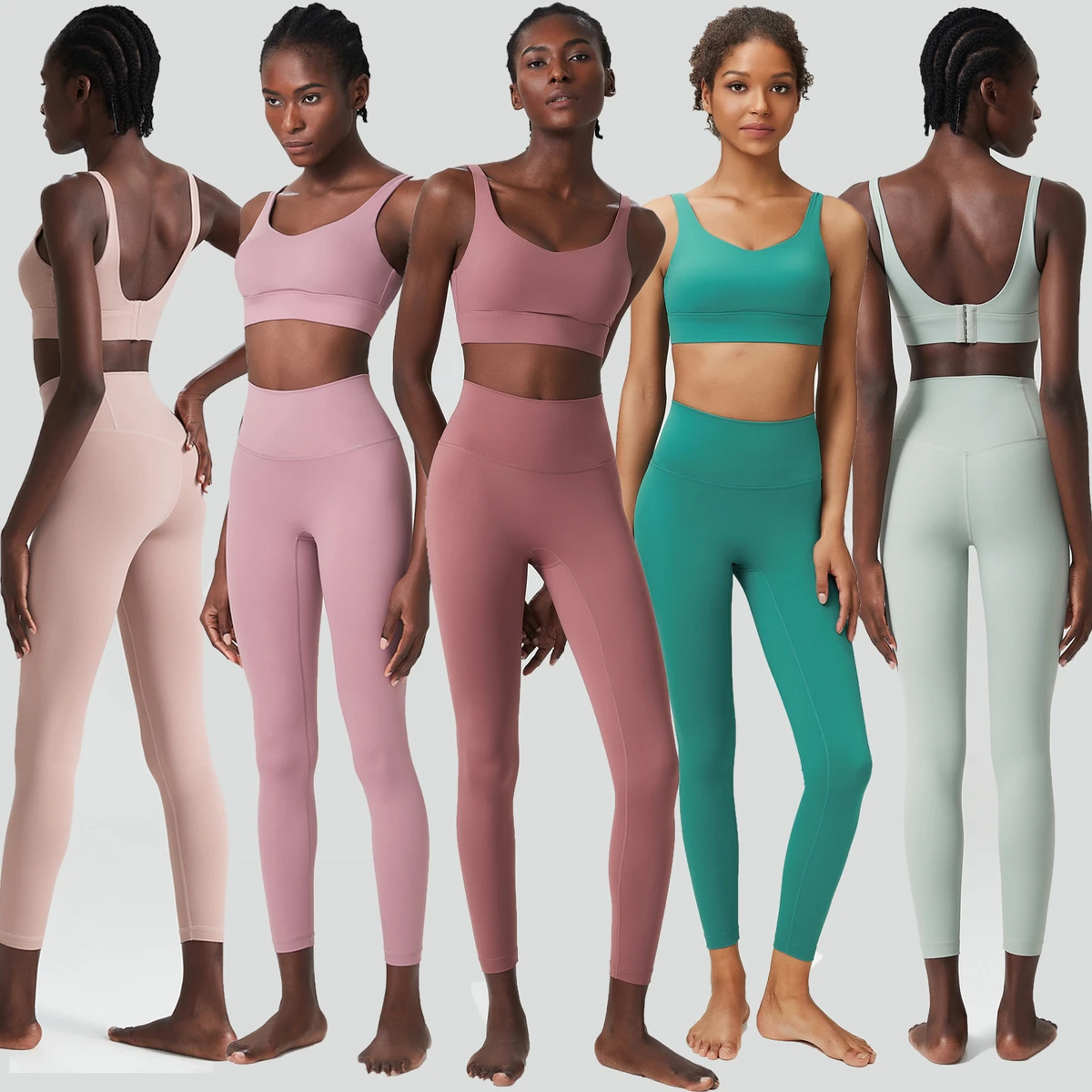Beauty Back Activewear Sets for Women Two Pieces Fitness Wear Sports Suits Workout Yoga Leggings and Bra Gym Clothes