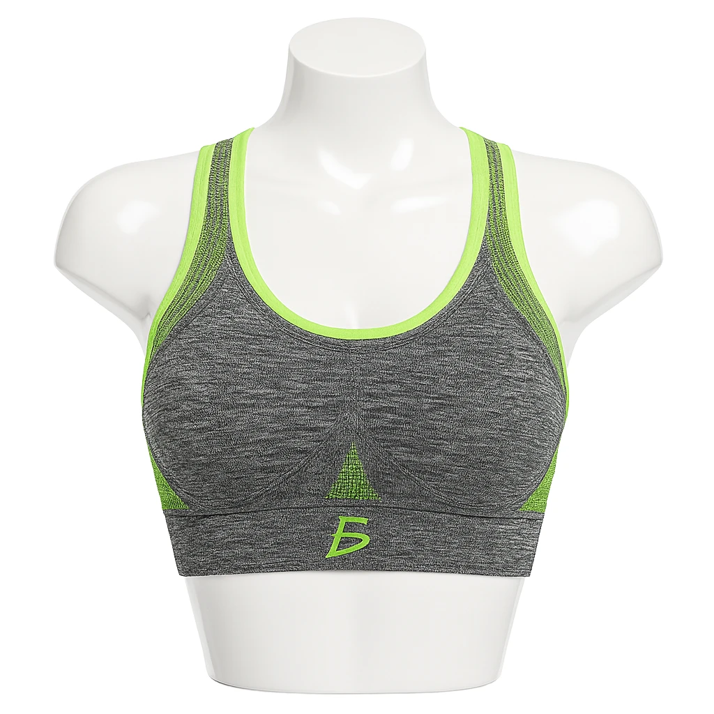 ELEGATE Seamless Front Simple Sports Bra with Crisscross Straps and Lace Decoration-Medium Support U-NECK for Women's Fitness L