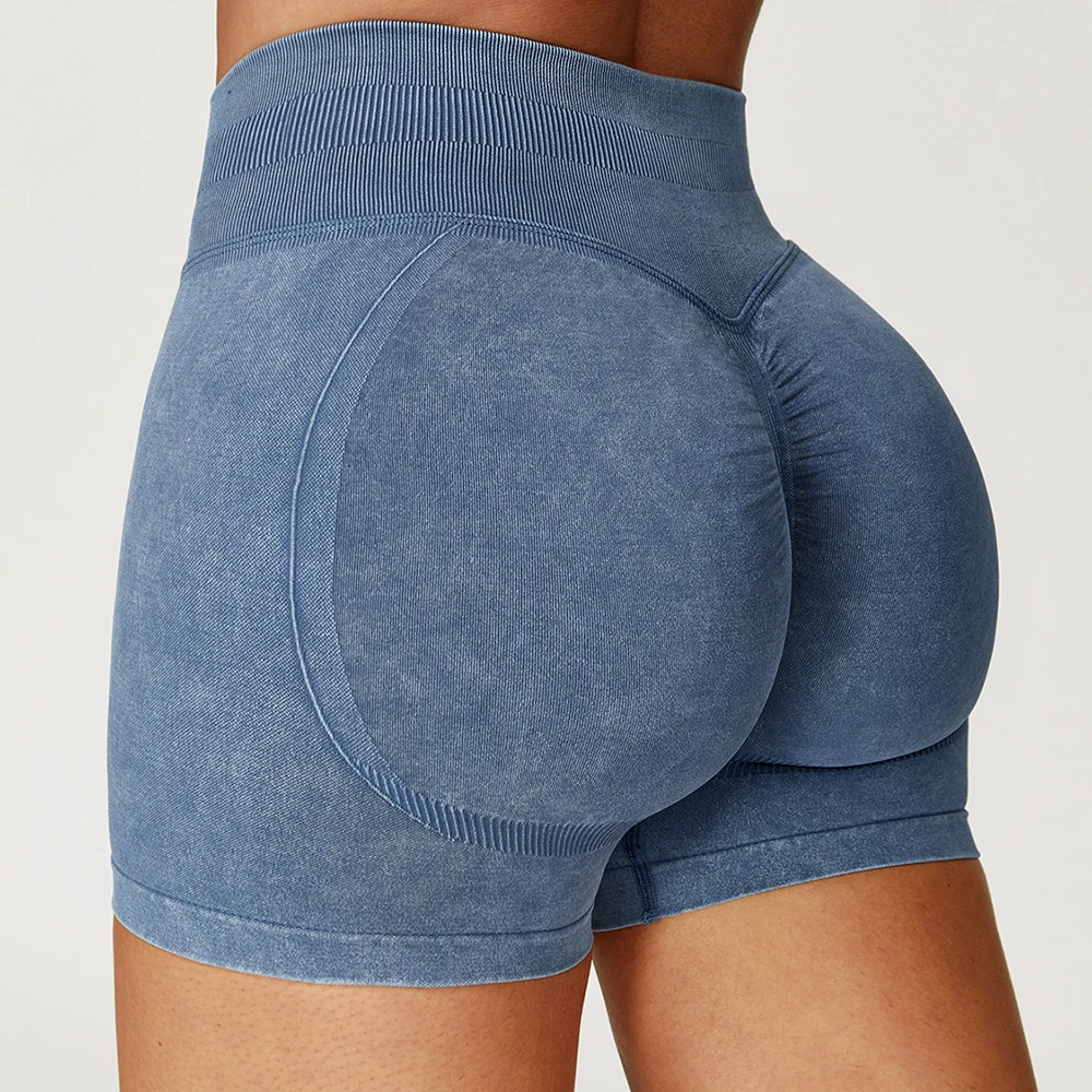 New Arrivals Scrunch Butt Seamless Shorts High Waisted Custom logo Womens Gym Yoga Washed Frosted Workout Shorts