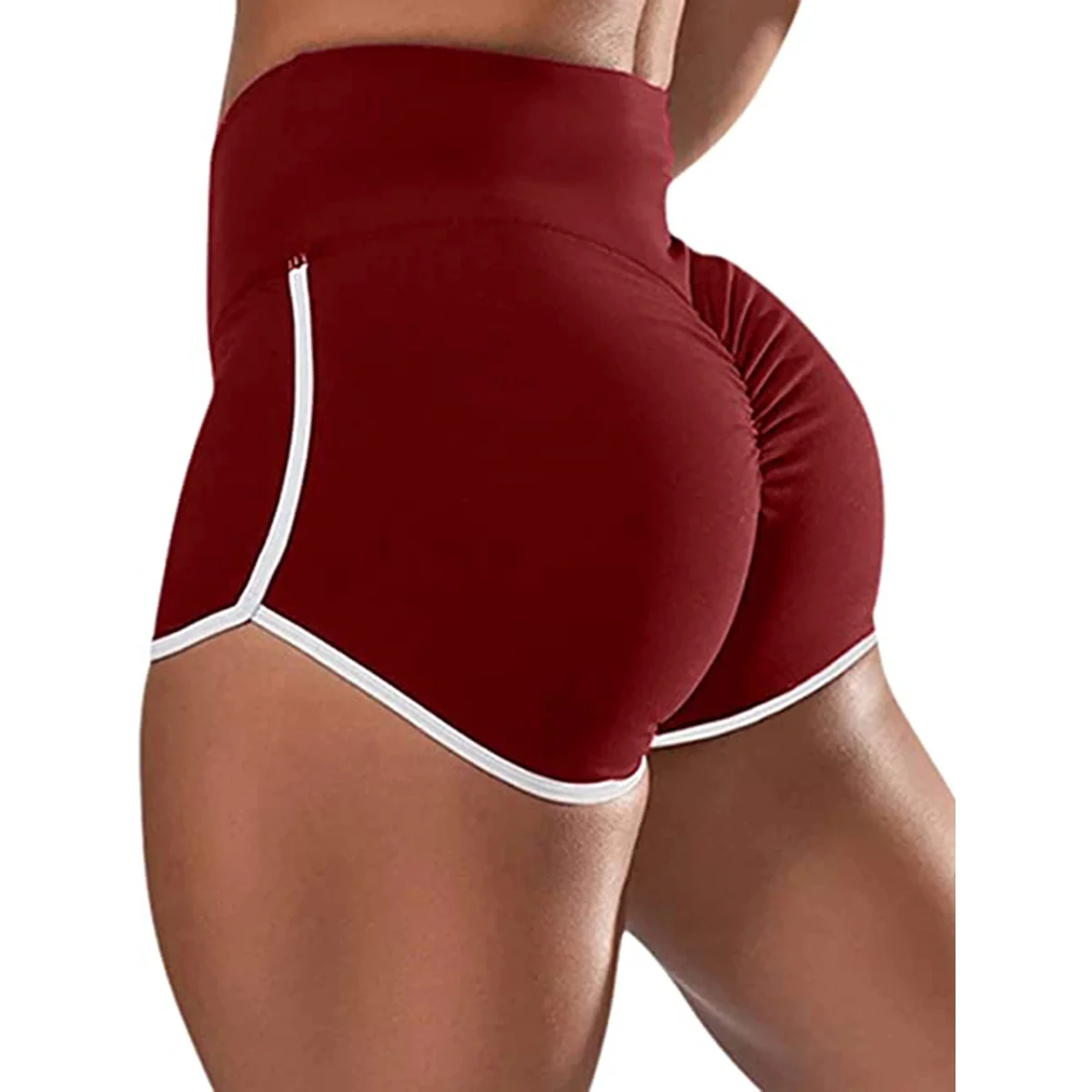 Hot Selling Solid Elastic Waist Women Yoga Shorts Lightweight Breathable Quick Dry Four-Way Stretch Sweat-Wicking High Waist