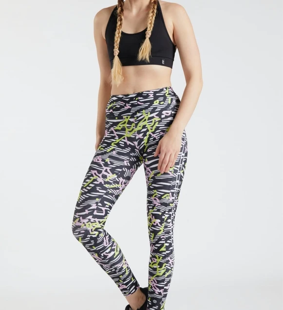 High Waist Full Length Yoga Leggings Women Printed Spandex Nylon Lightweight 220g Four-Way Stretch Elastic Waist Pants