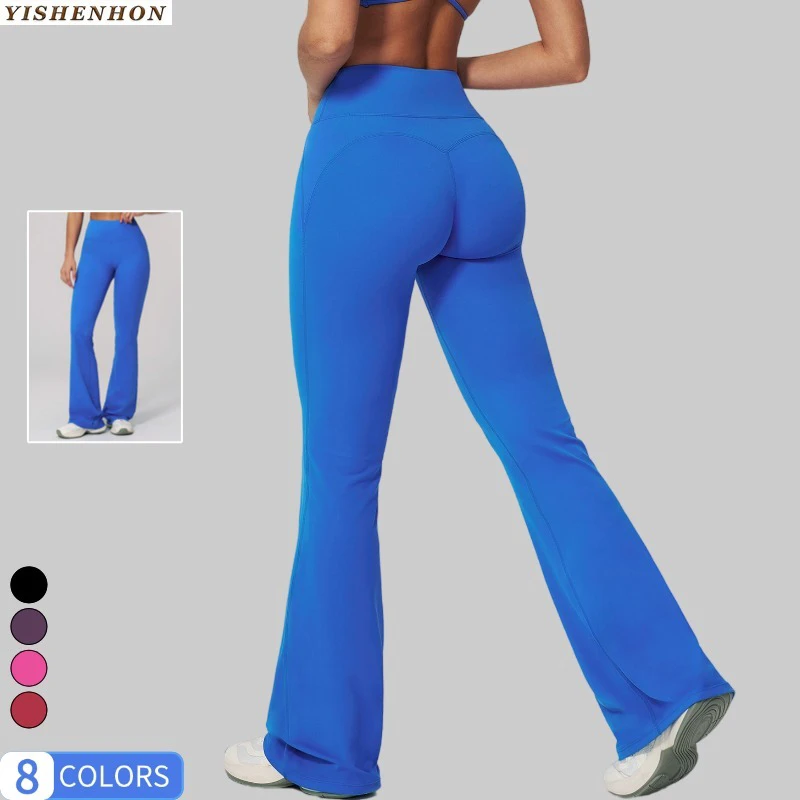 YISHENHON New Arrive Flare OEM Plus-Size Soft Gym Yoga Legging for Women Quick Drying High Waist Wide Leg Sport Fitness Pants