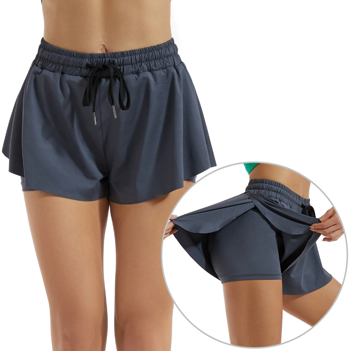Women's 2 In 1 Running Shorts High Waisted Spandex Workout Athletic Shorts Women Gym Yoga Shorts Liner With Phone Pockets
