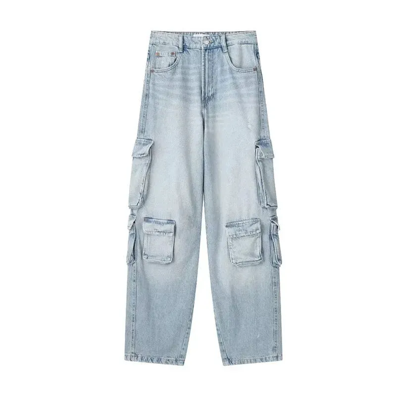 2024 OEM High Quality New Fashion Women's Skinny Jeans with Multi Pockets Breathable Denim High Street Style