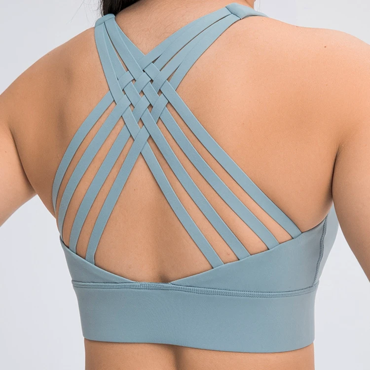 Woman Wide Bottom Band Shockproof Yoga Clothing Net Back Straps Push up Sports Bra