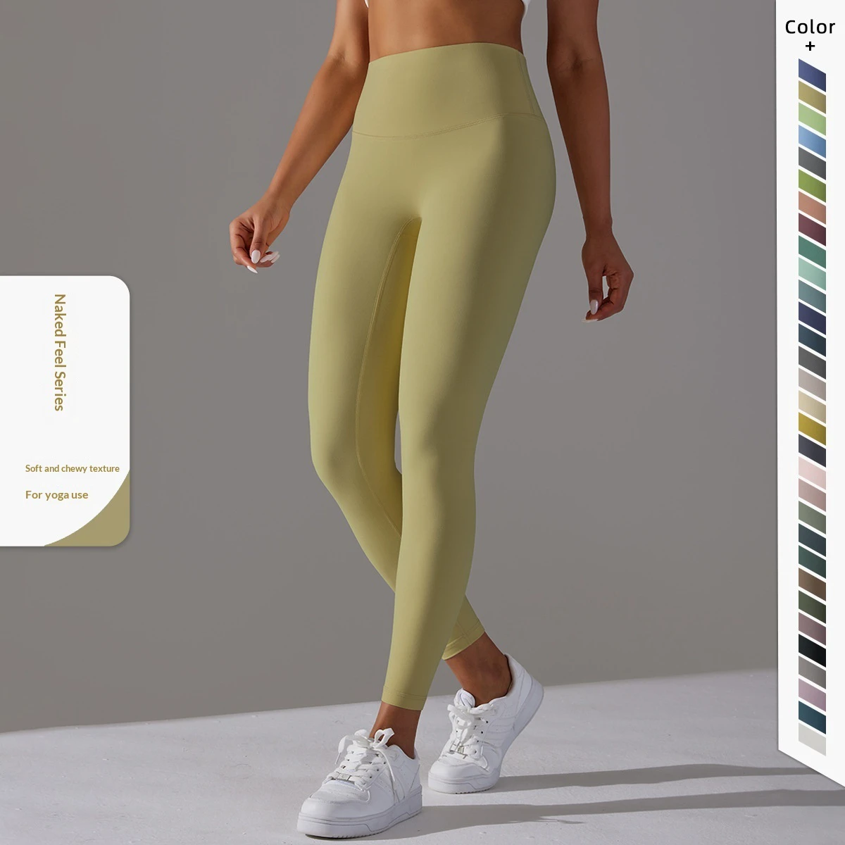 No Embarrassment Line Double-Sided Sanding Naked Breathable Yoga Cropped Pants High Waist Hip Peach Tight Sports Fitness