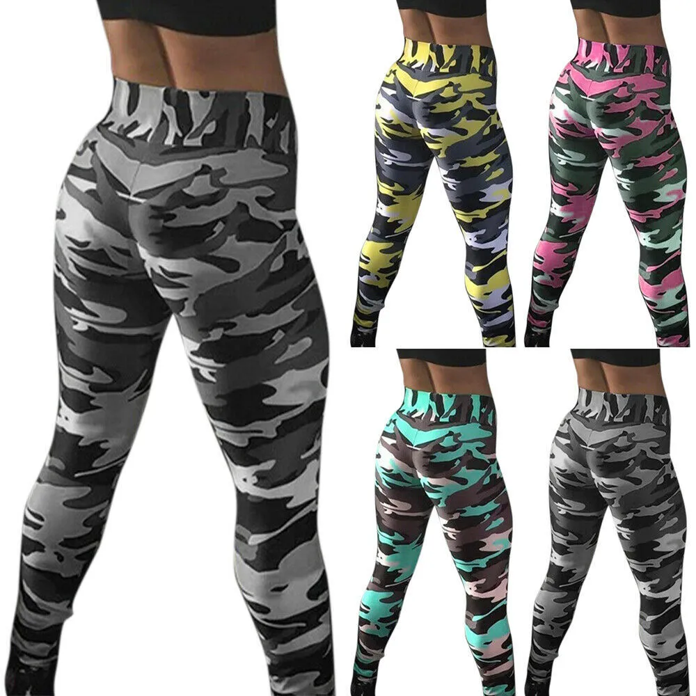 Solid Breathable Workout Leggings High Waist Tummy Control Gym Sport with Side Pockets
