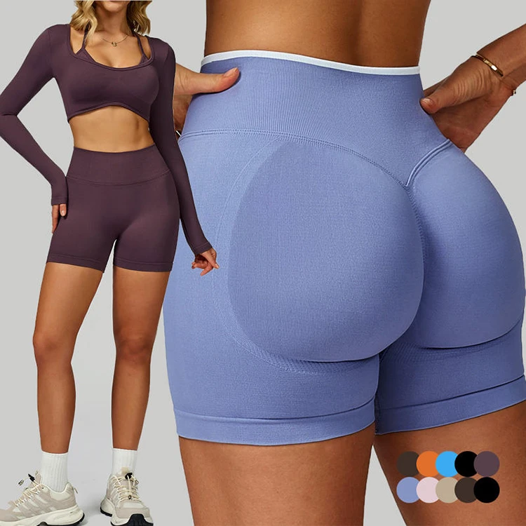 High Elastic Seamless Yoga Shorts Women High Waist Scrunch Butt Quick Dry Breathable Gym Fitness Running Plus Size Pants