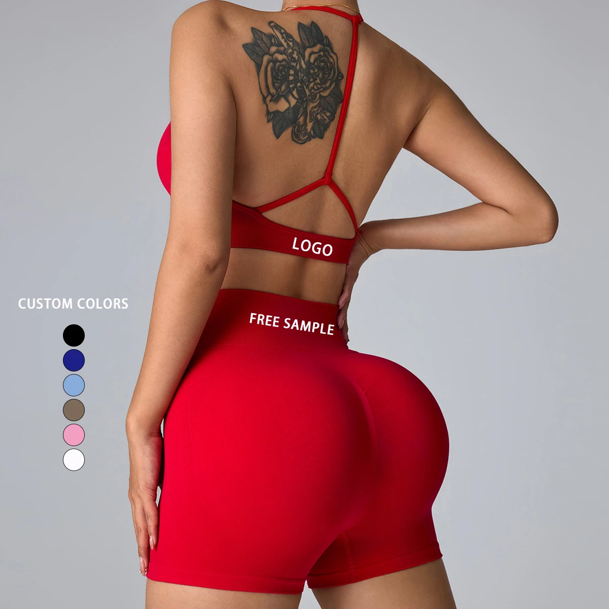 2 Piece Tracksuit Set Gym Running Yoga Sportswear Sports Bra Crop Tank High Waist Shorts Workout Outfits for Women