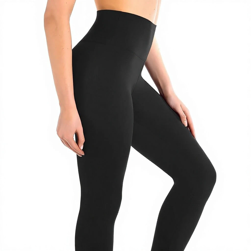 Leafigure High Waisted Mid-Calf Sporty Polyester Velour 120g Solid Leggings for Women-Soft No See-Through Yoga Workout