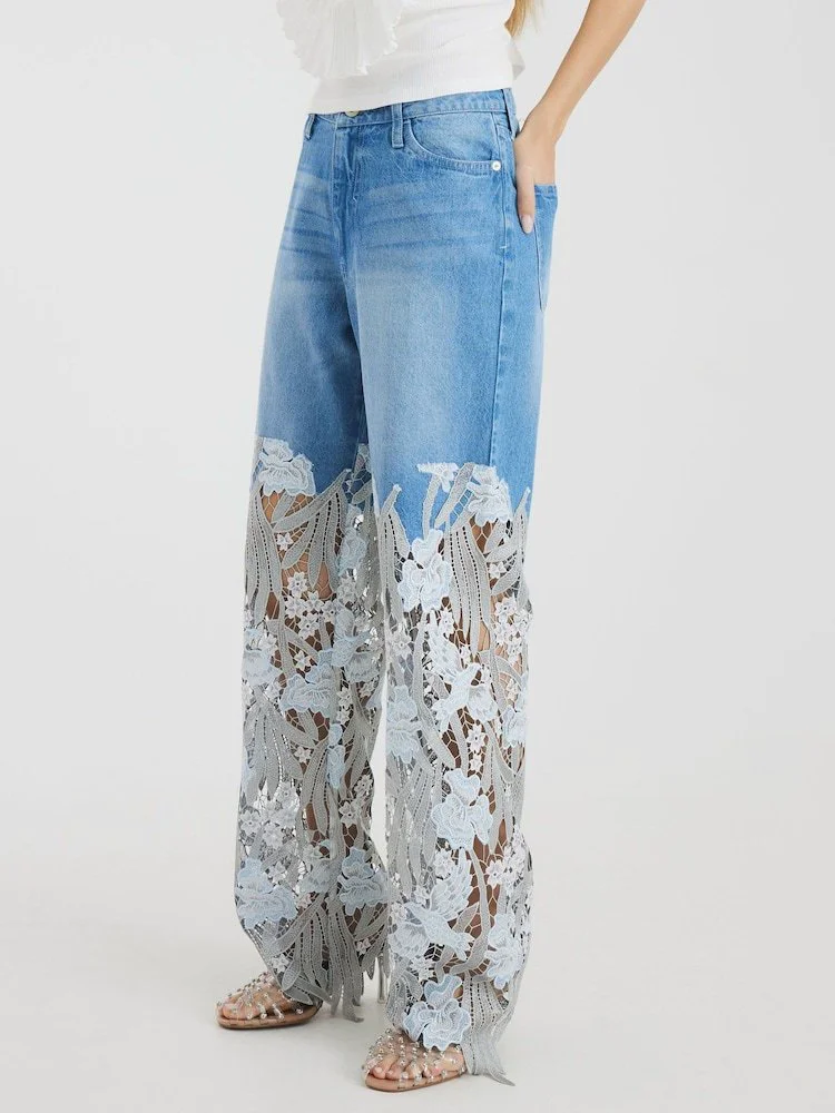 Straight Fit Timeless Comfortable High Waist Cotton Blend Denim Pants Perfect Women's Casual Streetwear Work Travel Summer