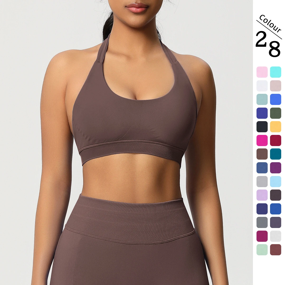 XXL Plus Size Exercise Clothes Sports Bras for Large Chests Seamless Halter Sports Bra Backless Apparel Near Me Training Bra