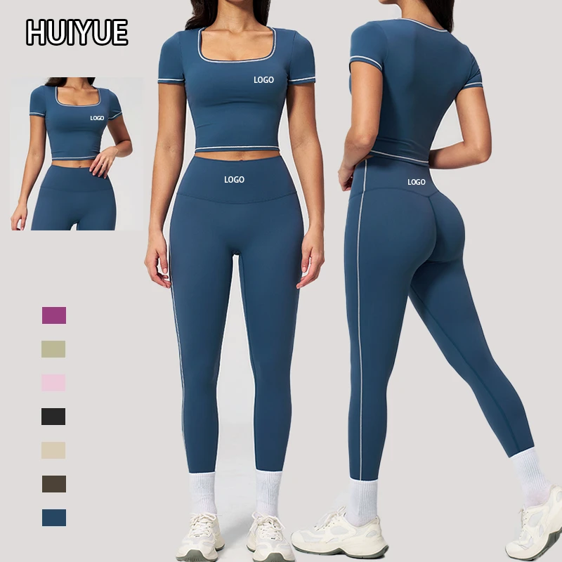 Women's Brushed Yoga 2-Piece Set, Slim Fit Cutout Waist, High Stretch Hip Lifting Quick Dry Activewear for Workout & Yoga