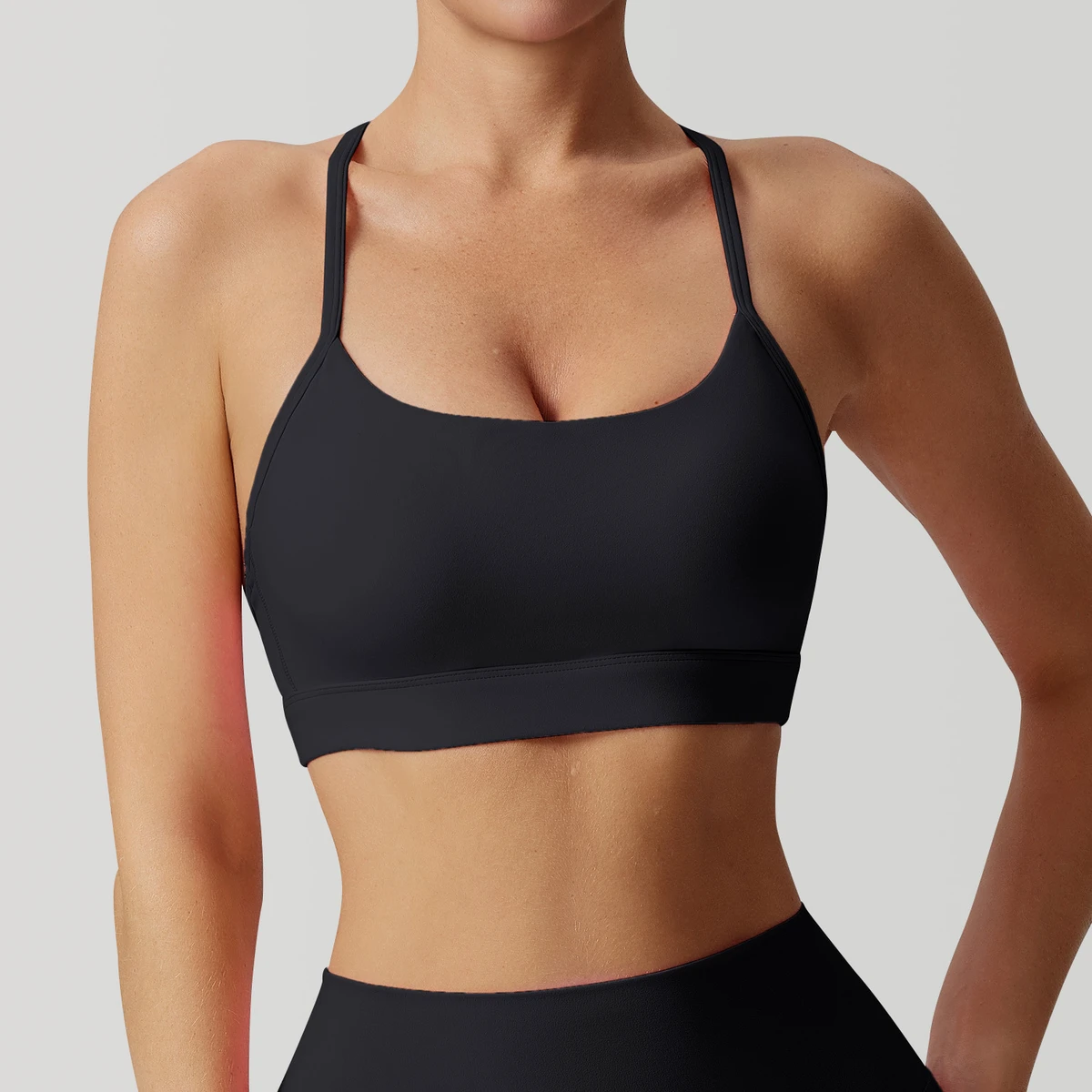 Women's High Support Halter Neck Sports Bra Criss Cross Back Shockproof High Elasticity Workout Yoga Top