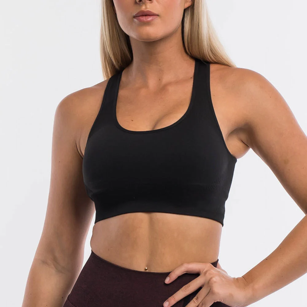 Low MOQ Women Fitness Sport Solid Cross Shoulder Straps Push up Yoga Bra for Women