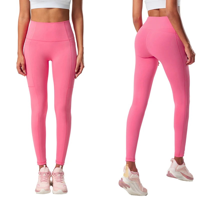 New Style Yoga Pants with No Camel Toe High Waist and Hip Lifting Side Pockets Sports and Fitness Yoga Women Leggings