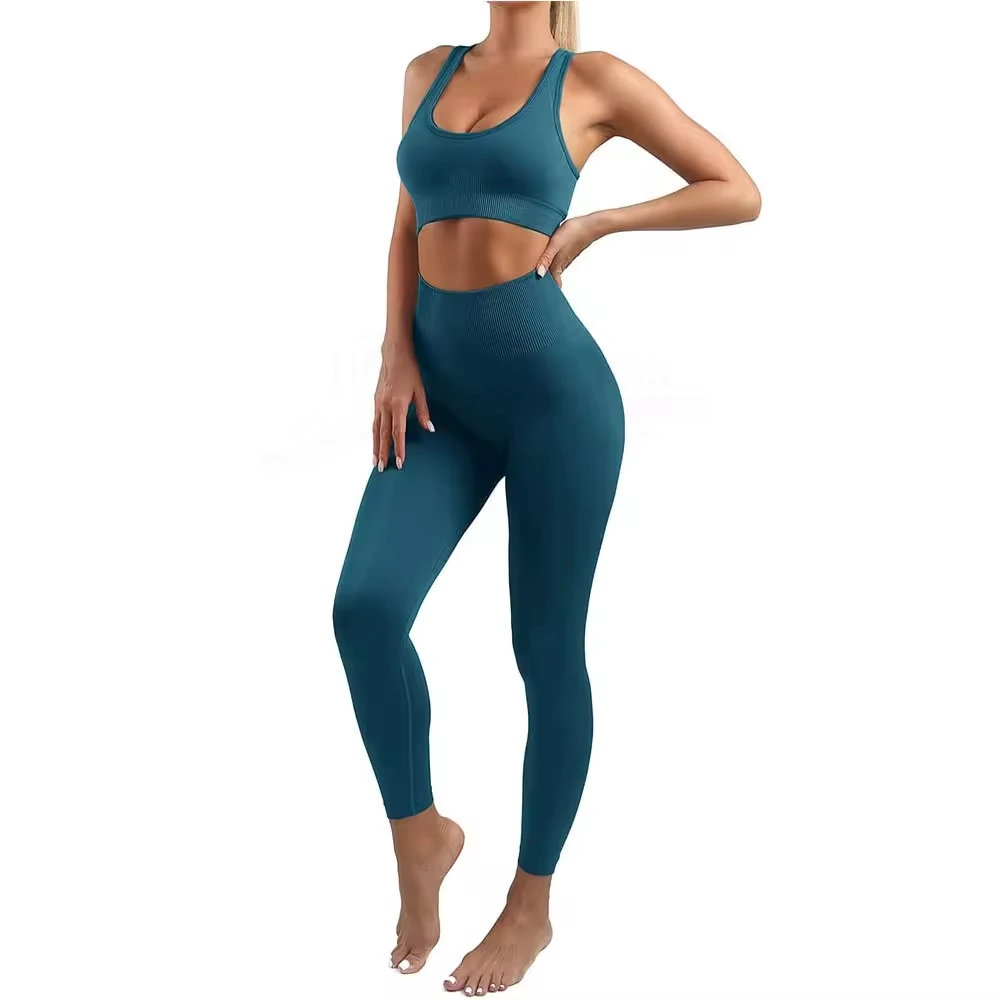 Custom Wholesale Womens Plus Size Solid Eco-Friendly Streetwear Quick Dry Breathable Yoga Suit High Support Sports Bra Set