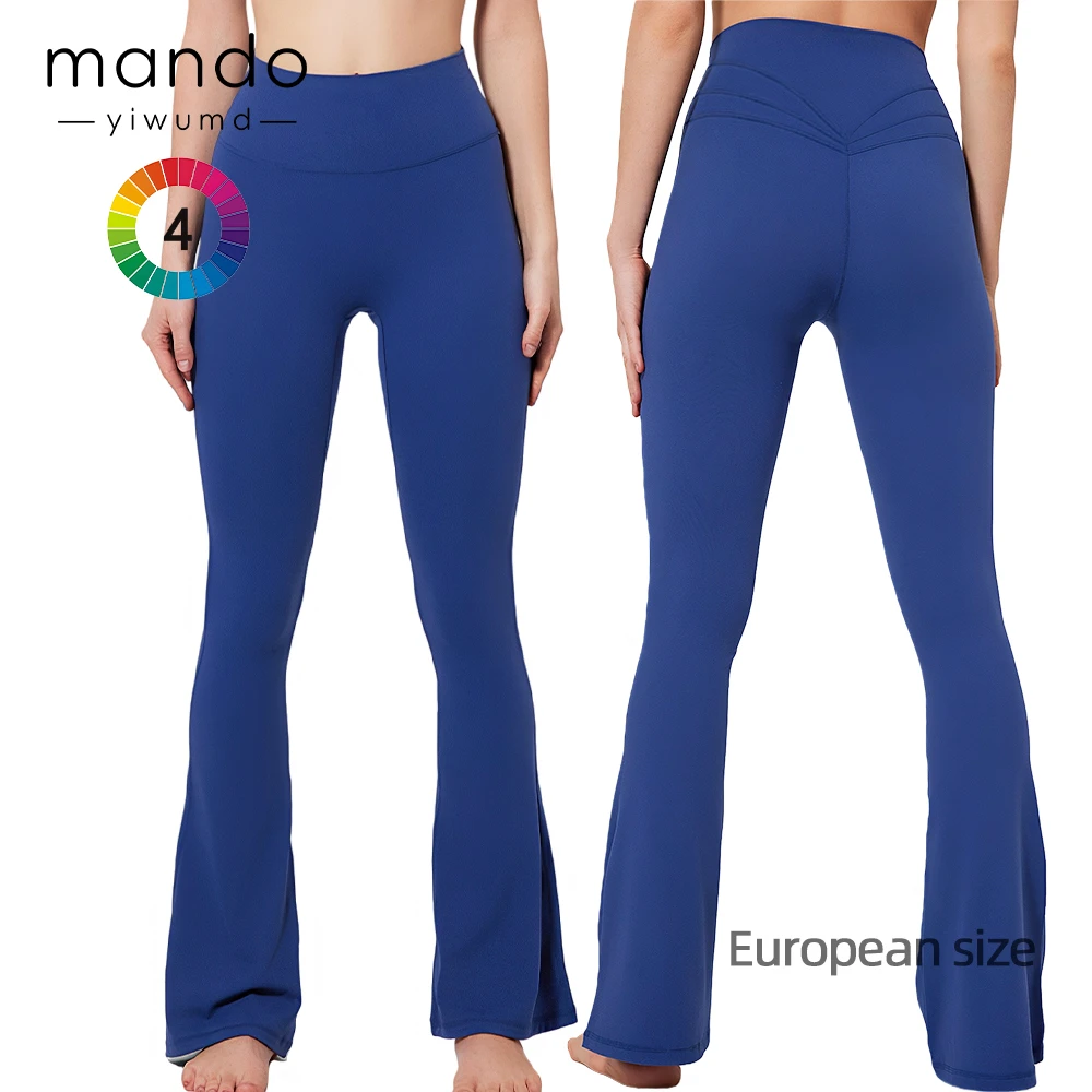 High-Quality Soft European-Sized Back Waist Striped Flare Leggings Women's Unique Yoga Pilates Flared Pants
