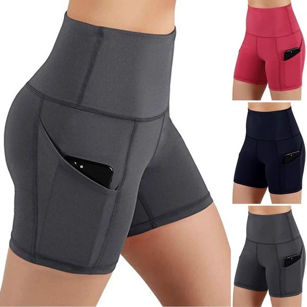Plus Size Sexy Yoga Shorts High Waist Buttocks Lifting Push Up Tight Sports Fitness Yoga Short Pant With Pocket