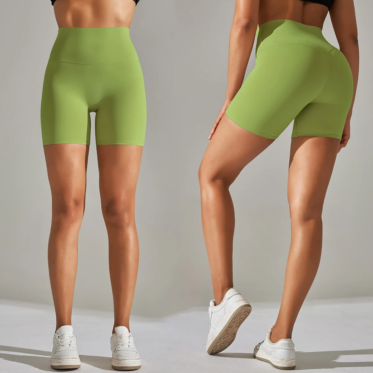 Custom Logo Women's Tight-Fitting Shorts Sports Leggings High-Waisted Butt-Lifting Solid-Colour Fitness Yoga Shorts