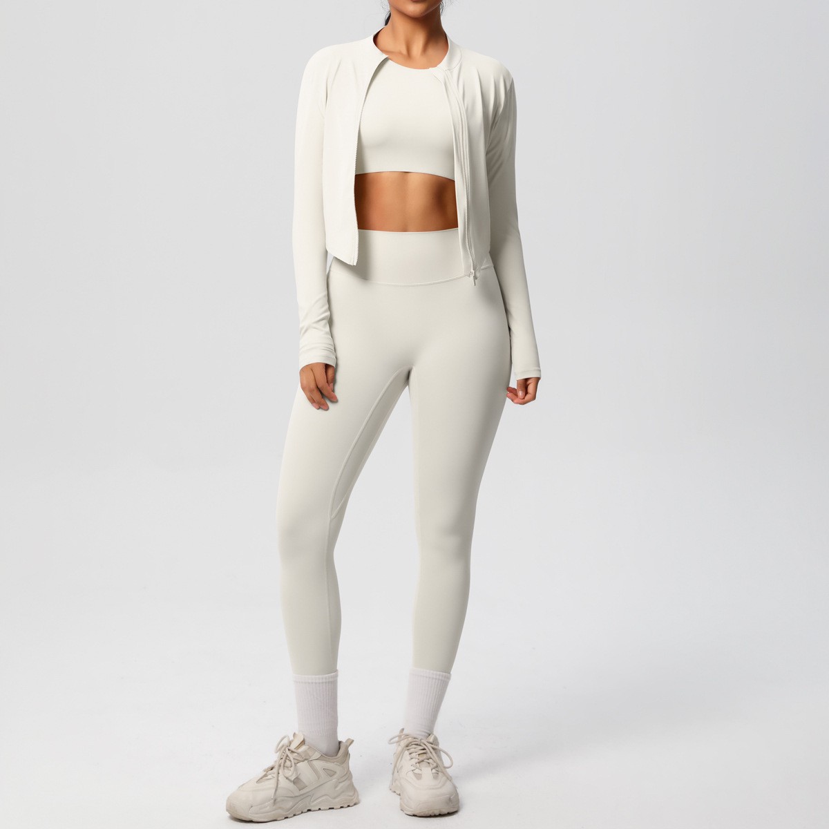 Wholesale Custom Plus Size 4PCS Women Eco-Friendly Breathable High Support Spandex/Nylon Gym Fitness Sports Suits Yoga Set