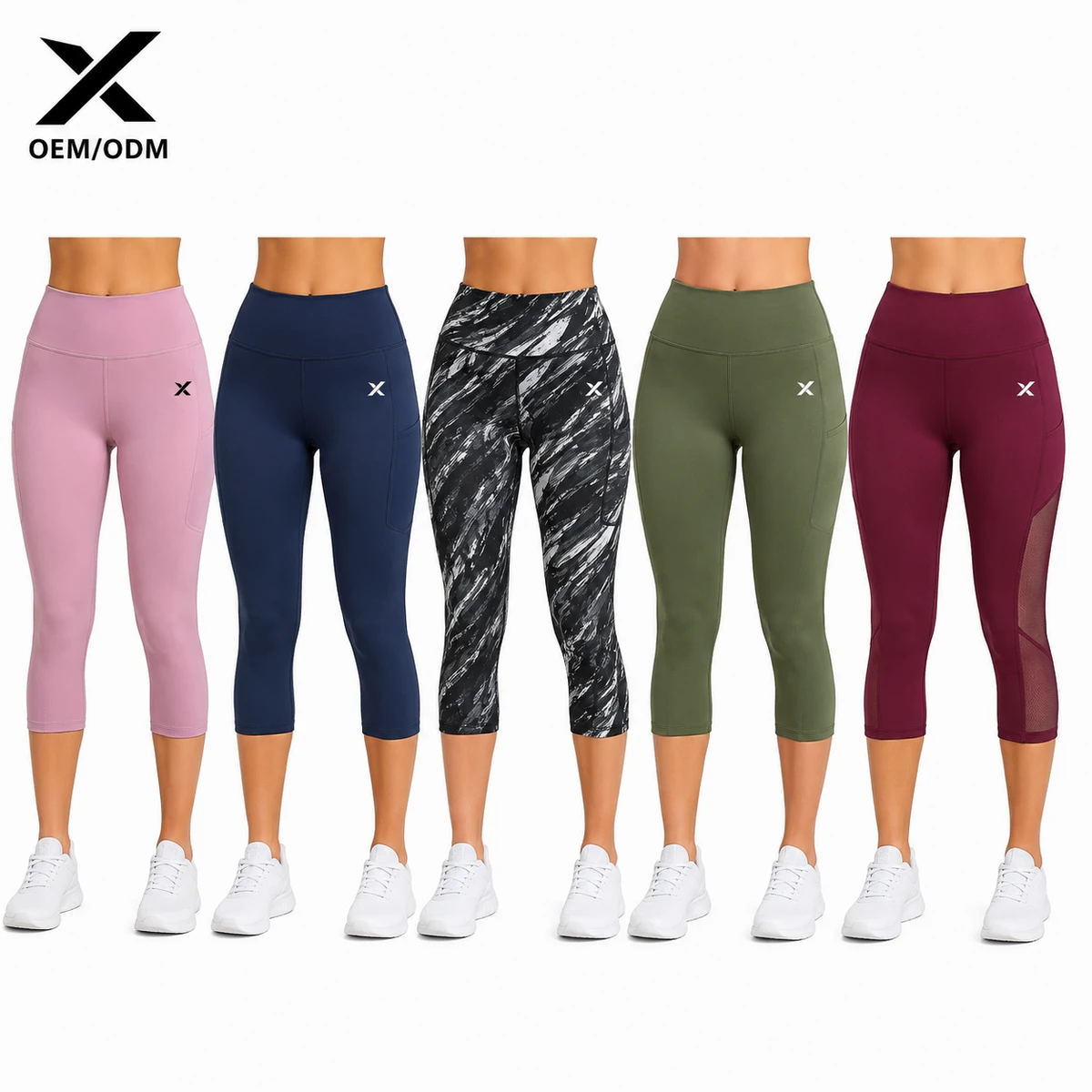 X Sports City Women's High Waist Calf-Length Yoga Pants With Pockets Breathable Knitted Spandex Polyester Sporty Fitness Wear