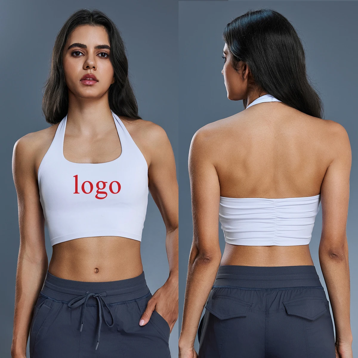 High Support Women's Sports Bra Breathable Backlessn Square Neck Crop Top Women's Yoga & Fitness Racerback Nylon Sports Vest