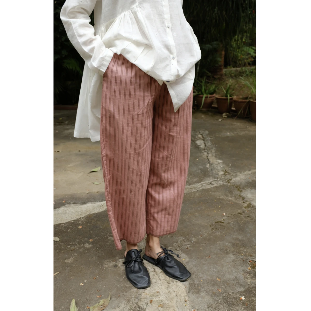 Women's Crocheted Cotton Silk Breathable Mid Waist Vintage Casual Wide Leg Pants Floral Pattern Drawstring Closure Summer XL