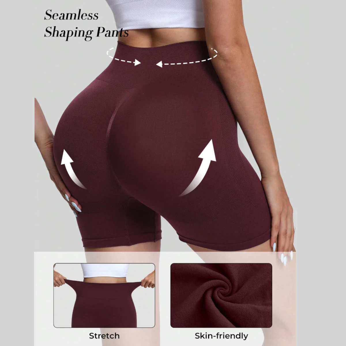 Women's Seamless High Waisted Scrunch Butt Lifting Yoga Shorts Quick Dry Breathable Fitness Tight Shorts for Workout Running