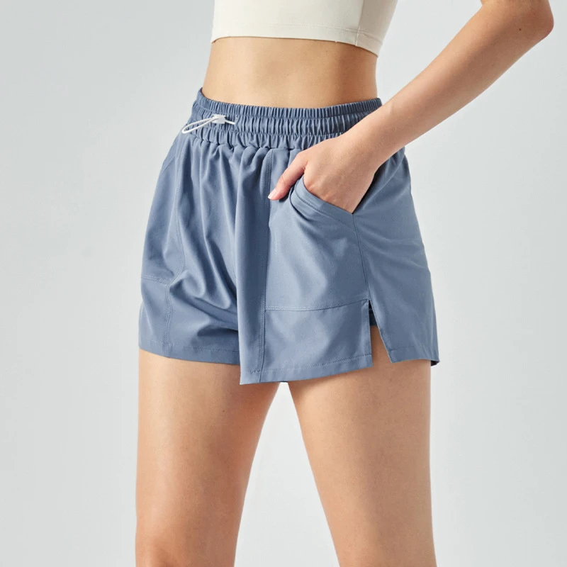 Summer Sports Shorts With Pockets Girls' Quick Drying Running Fitness Pants High Waist Hip Lifting Yoga Shorts Workout Clothing