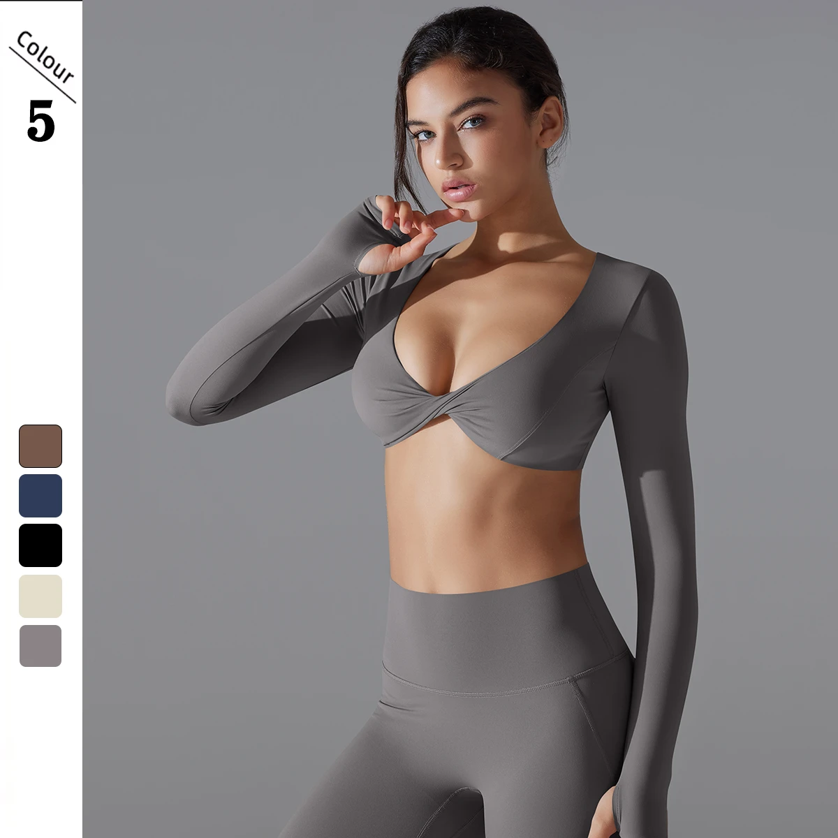 New Design Yoga Long Sleeve Crop Tank Women Running Fitness Yoga Wear Top Sports Bra