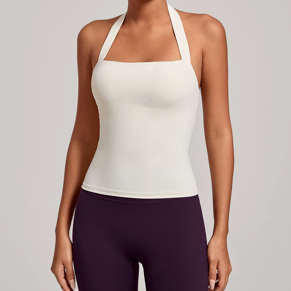 Wholesale Custom Logo Women's Breathable High Support Halter Neck Yoga Vest Tight Back Sports Fitness Running Clothing