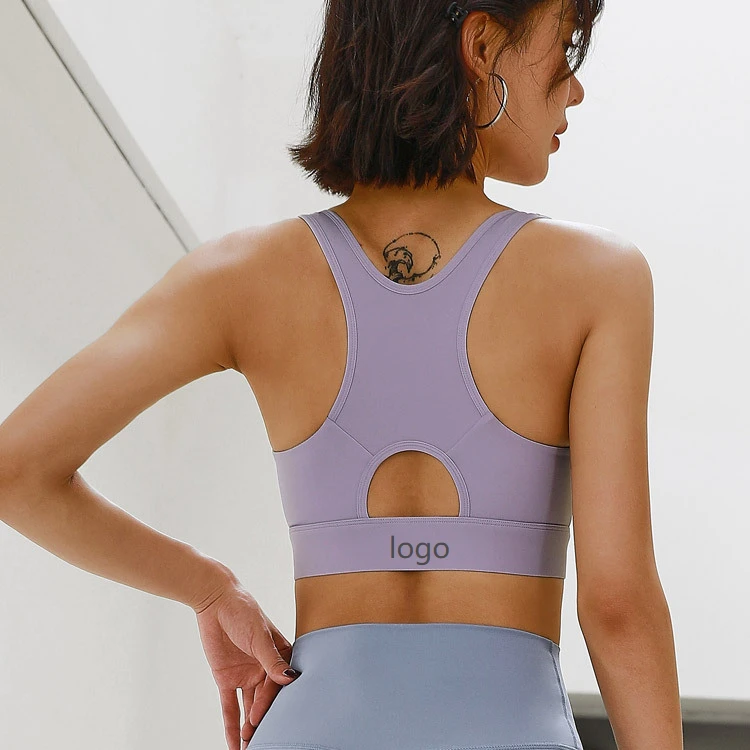 OEM Custom Eco-Friendly Lightweight Breathable Four-Way Stretch Women V-NECK Backless Sports Bra with High Support Yoga Workout