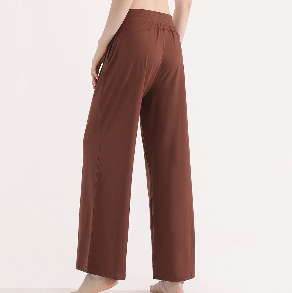 Quick Dry Breathable Solid Color High Waist Elastic Fitness Yoga Flared Pants Women Gym Leggings