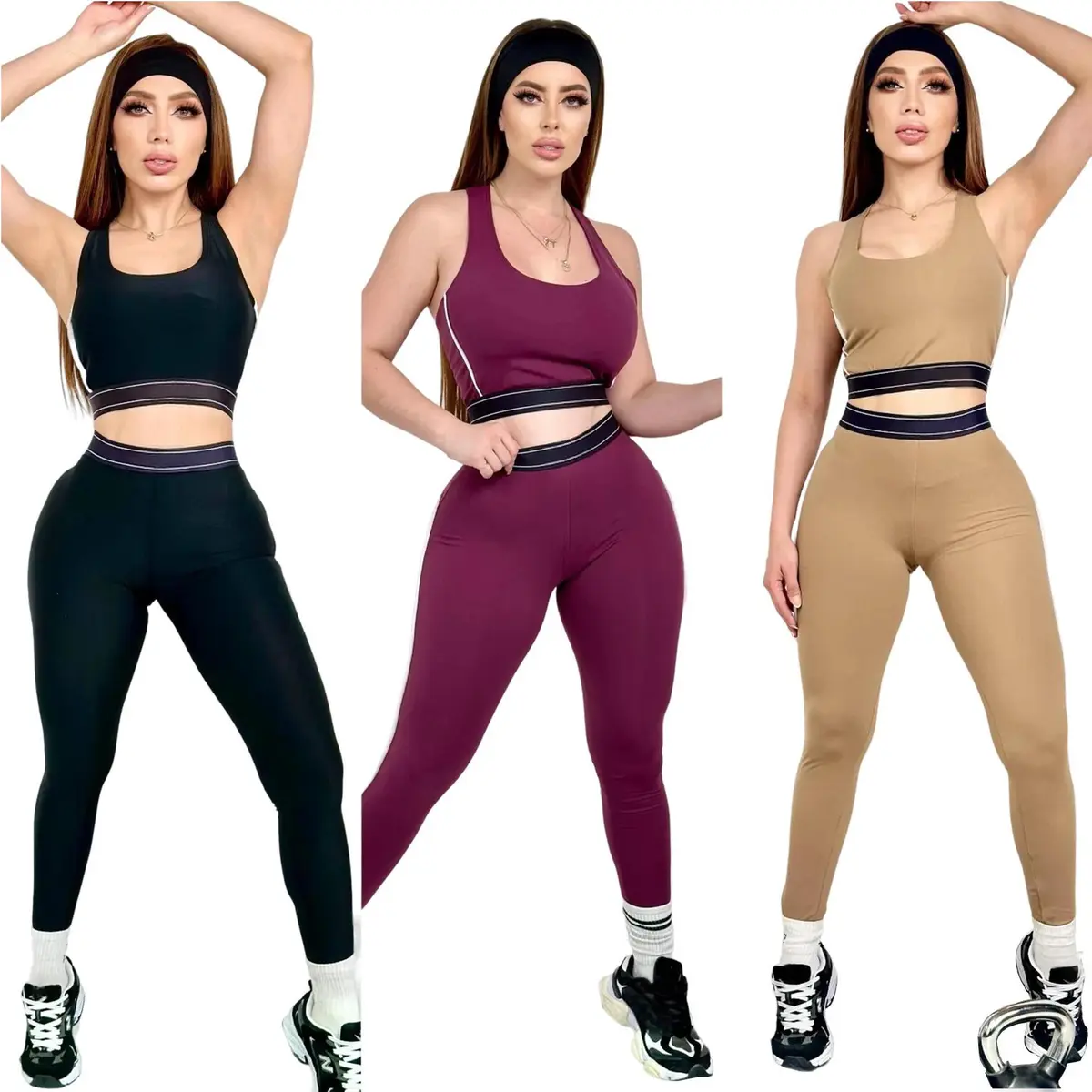 Summer Solid Anti-Wrinkle Yoga Set Push-up Sports Vest High-waisted Butt-lifting Tummy-control Fitness Set