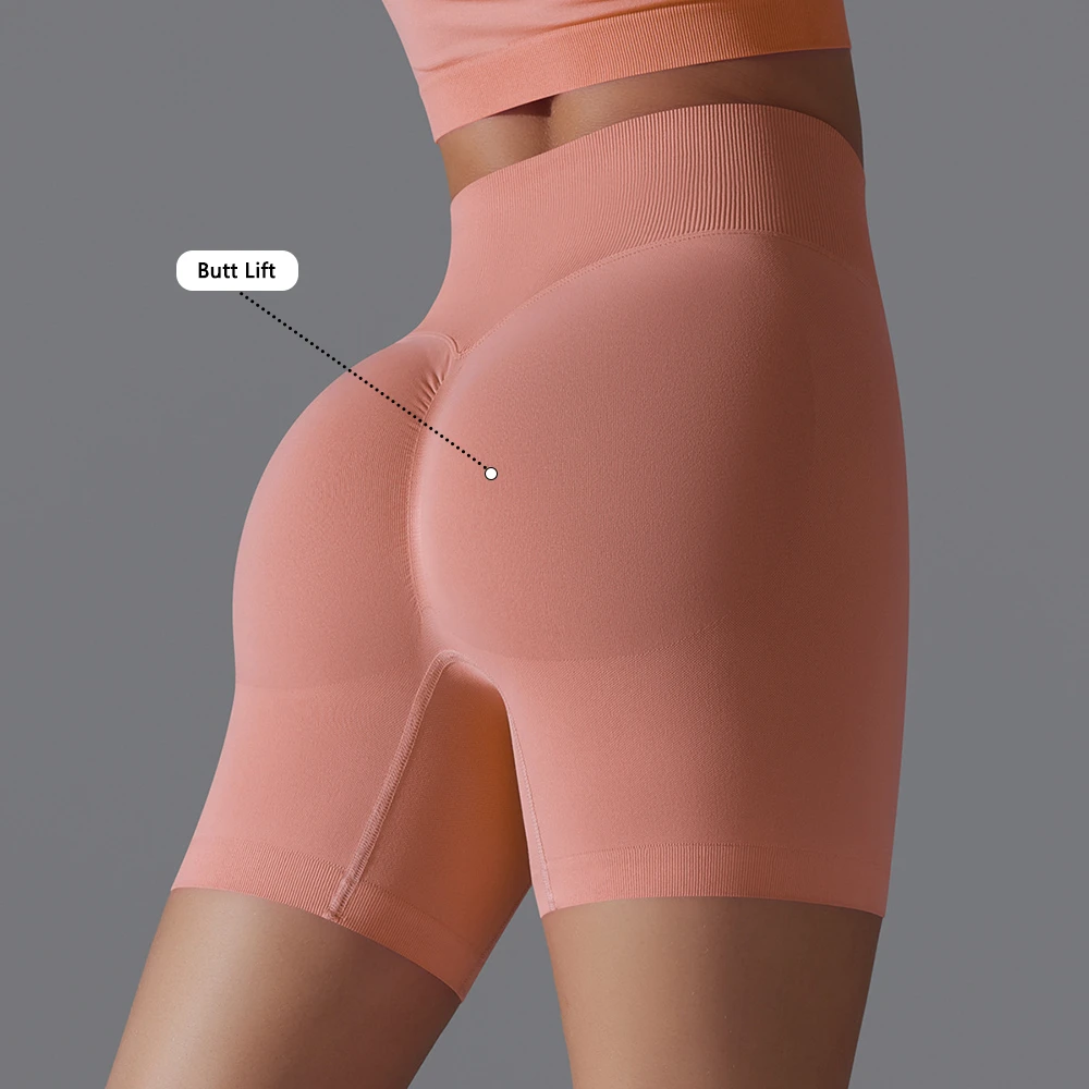 Wholesale Women's High Waist Fitness Pants Sports Belly-Tightening Seamless Tights Peach Hip Yoga Shorts Active Bottoms