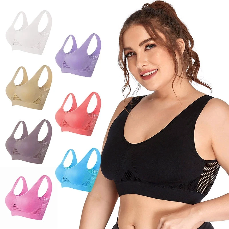 Wholesale Custom Logo Cut Top Sex Rib Knit Wide Shoulder Straps Plus Size Sports Bras for Big Breasted Women