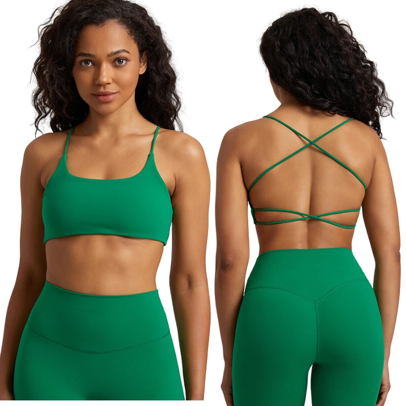 Women Yoga Bra Backless Adjustable Straps Athletic Gym Fitness Workout Top Sexy Sports Bra