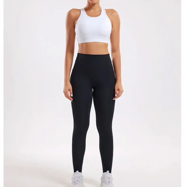 2-Piece Solid Stitch Women's Yoga Sportswear Set Spandex/Nylon Anti-Bacterial Breathable Quick-Dry Eco-Friendly Workout Gym