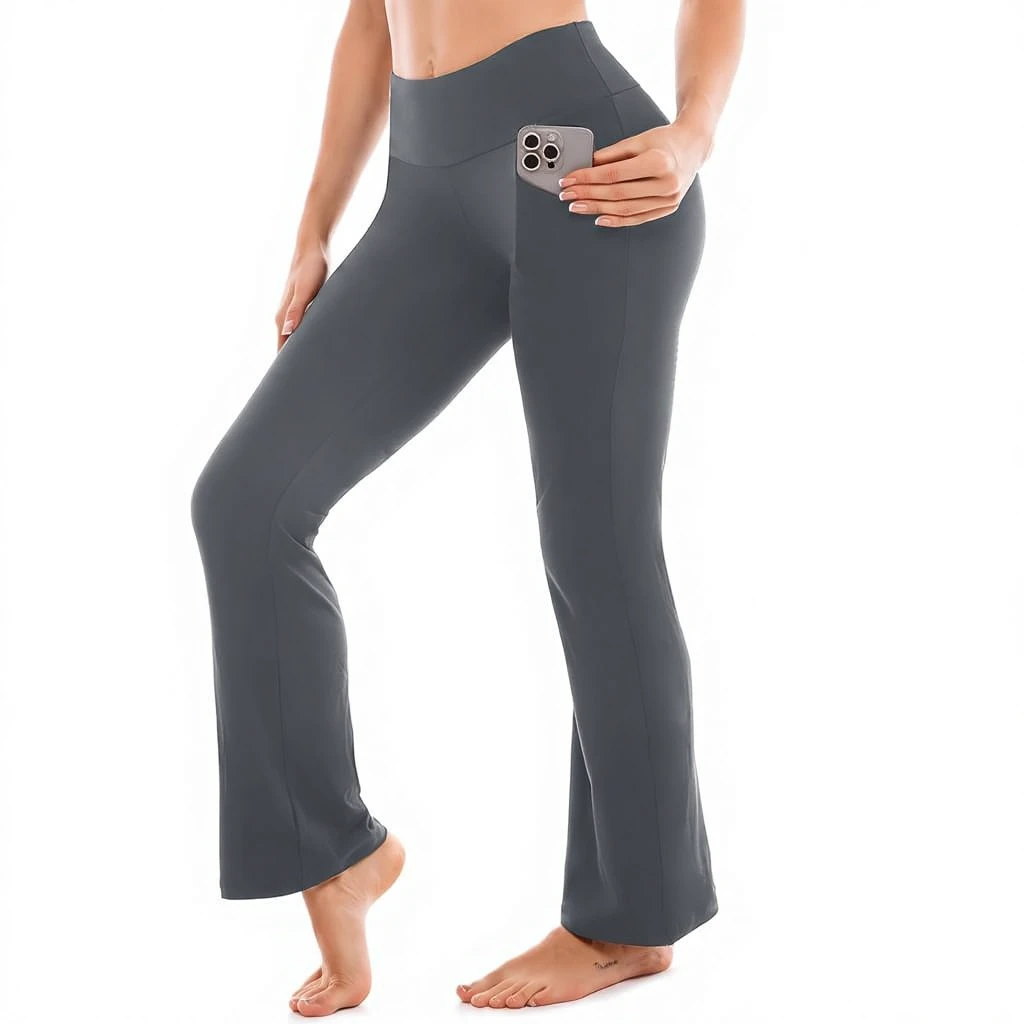 SINOPHANT Flare Leggings for Women Pockets High Waisted Tummy Control Bootcut Yoga Pants Soft Bell Bottoms for Color Blocking