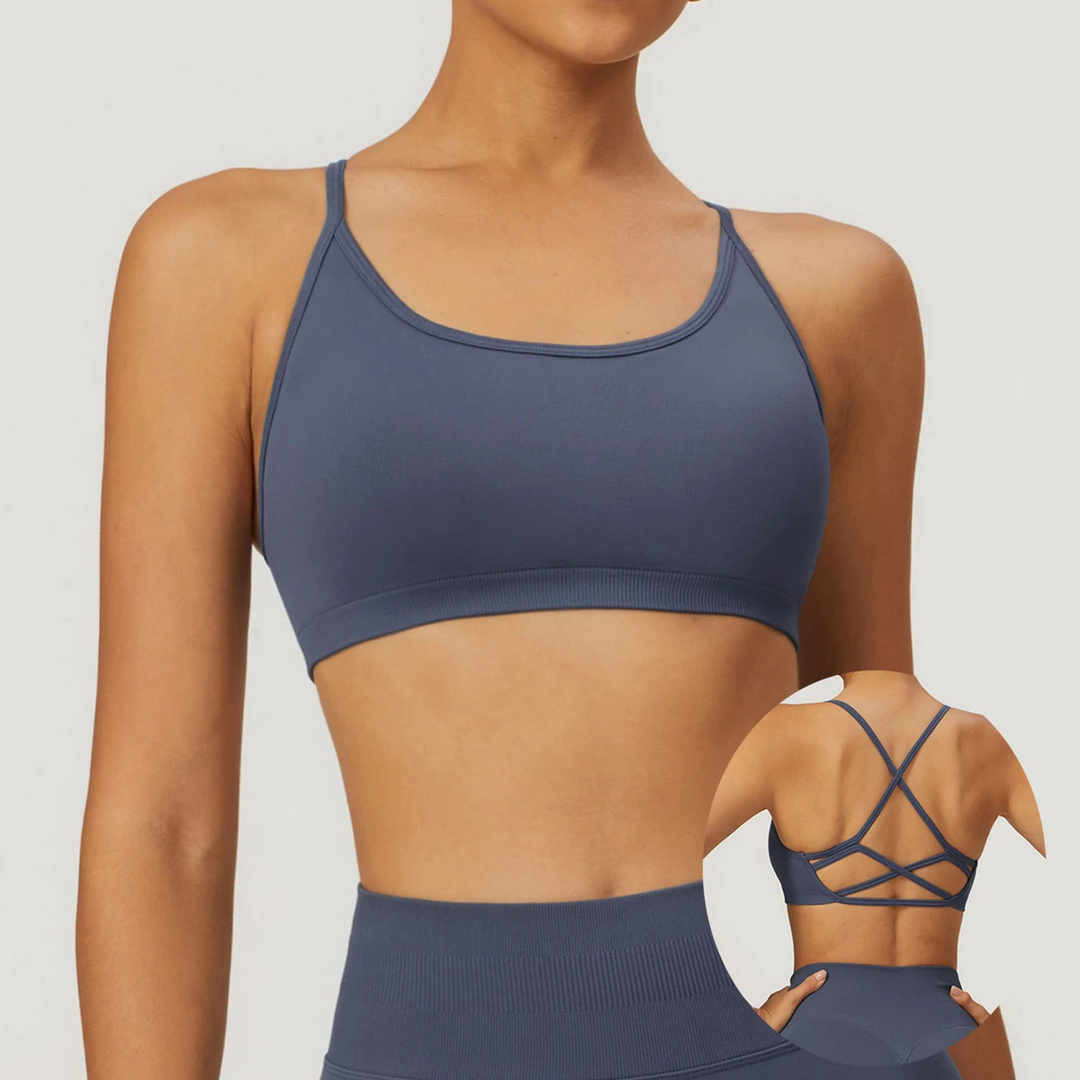 2025 Lightweight High Support Seamless Yoga Bra for Women Breathable Moisture-Wicking Simple Crisscross Straps U-NECK Workout