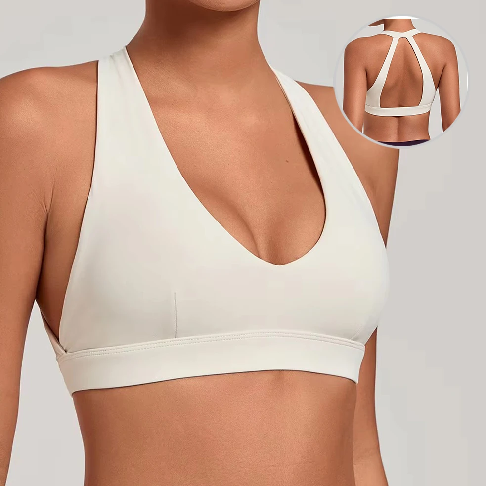 Factory Wholesale Fitness Bra Naked Feeling Skin-Friendly Running Sports Bra Moisture Wicking Women's Halter Back Sports Bra